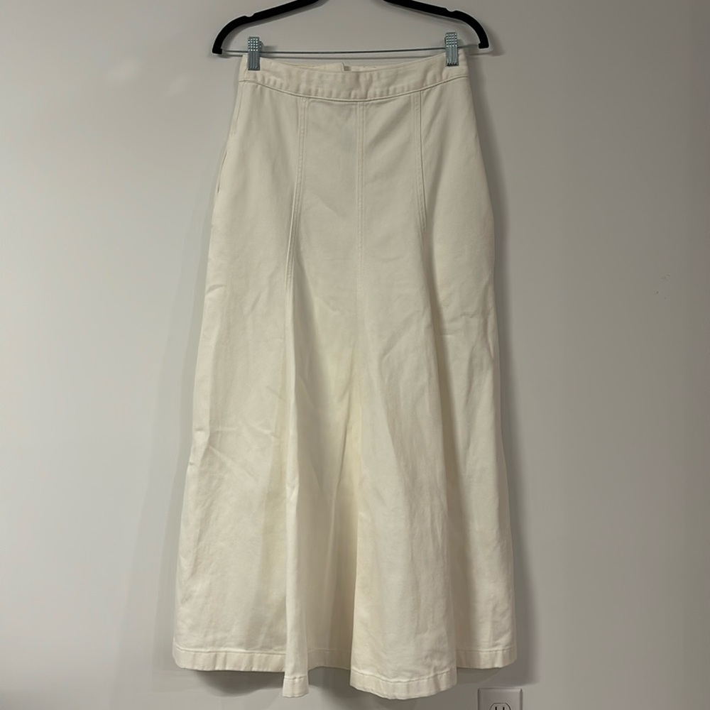 Raey long denim organic cotton white skirt